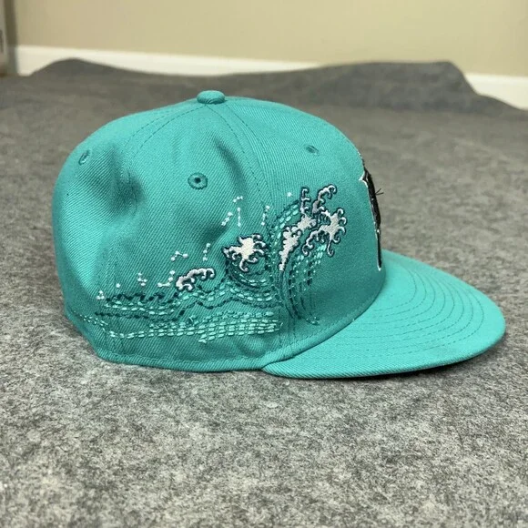 Florida Marlins Hat Cap Fitted Mens 7 Teal MLB Baseball Wave New Era 59Fifty - Picture 5 of 8